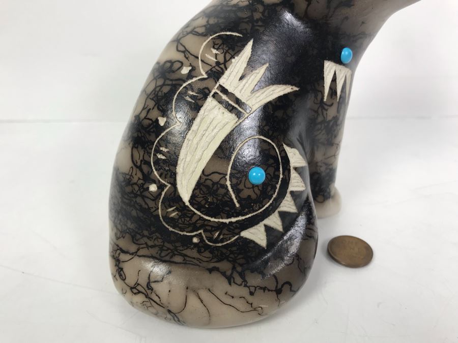 Navajo Horsehair Pottery Of Cat [Photo 8]