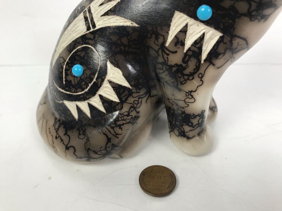 Navajo Horsehair Pottery Of Cat [Photo 6]