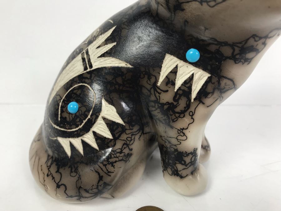 Navajo Horsehair Pottery Of Cat [Photo 5]