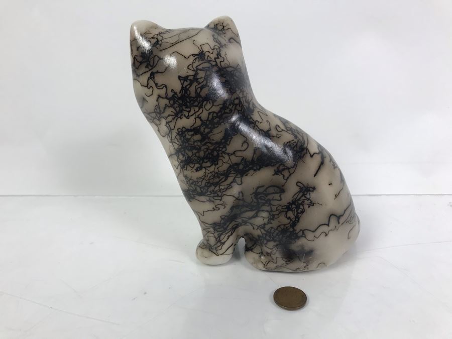 Navajo Horsehair Pottery Of Cat [Photo 9]