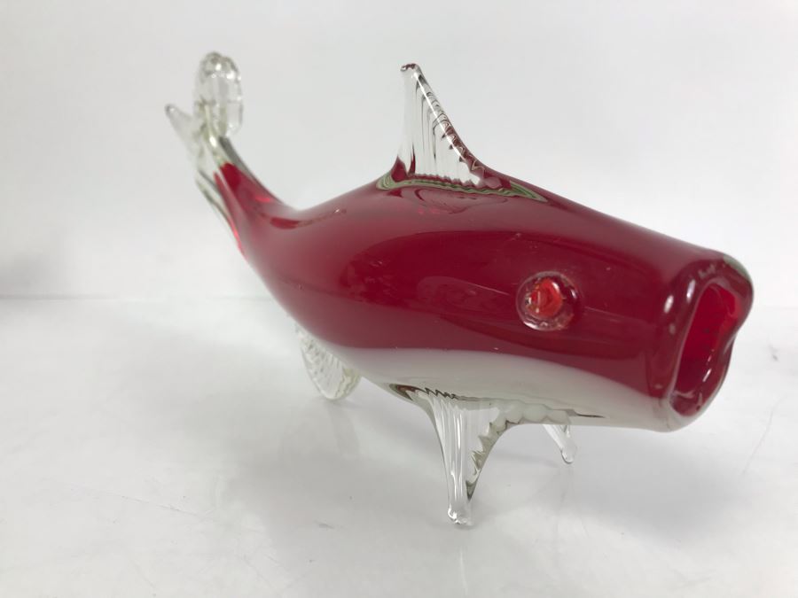 Pair Of Art Glass Fish Sculptures - Fish On Right Is Signed [Photo 9]