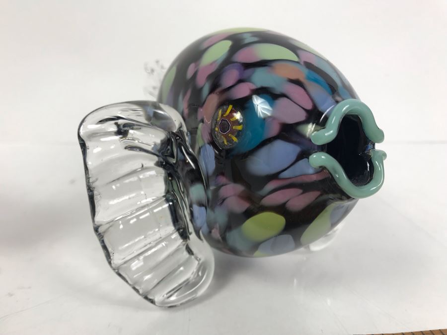 Pair Of Art Glass Fish Sculptures - Fish On Right Is Signed [Photo 6]