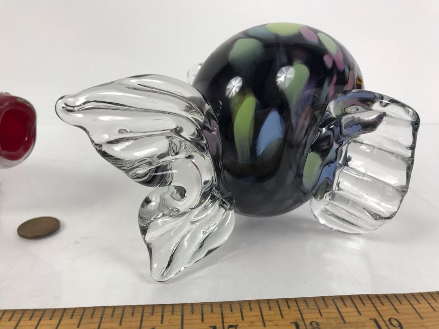Pair Of Art Glass Fish Sculptures - Fish On Right Is Signed [Photo 7]