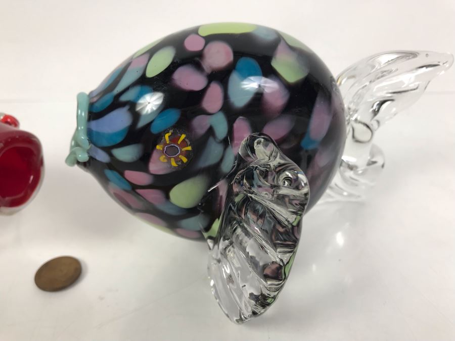 Pair Of Art Glass Fish Sculptures - Fish On Right Is Signed [Photo 4]