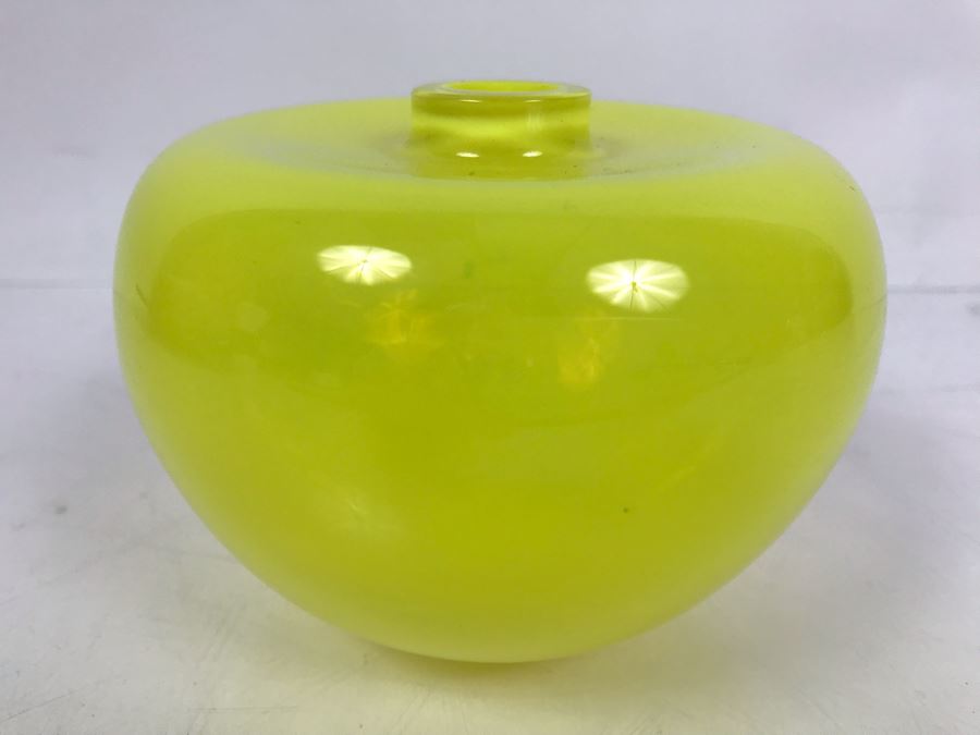 Salviati Murano Art Glass Green Vase 3'H