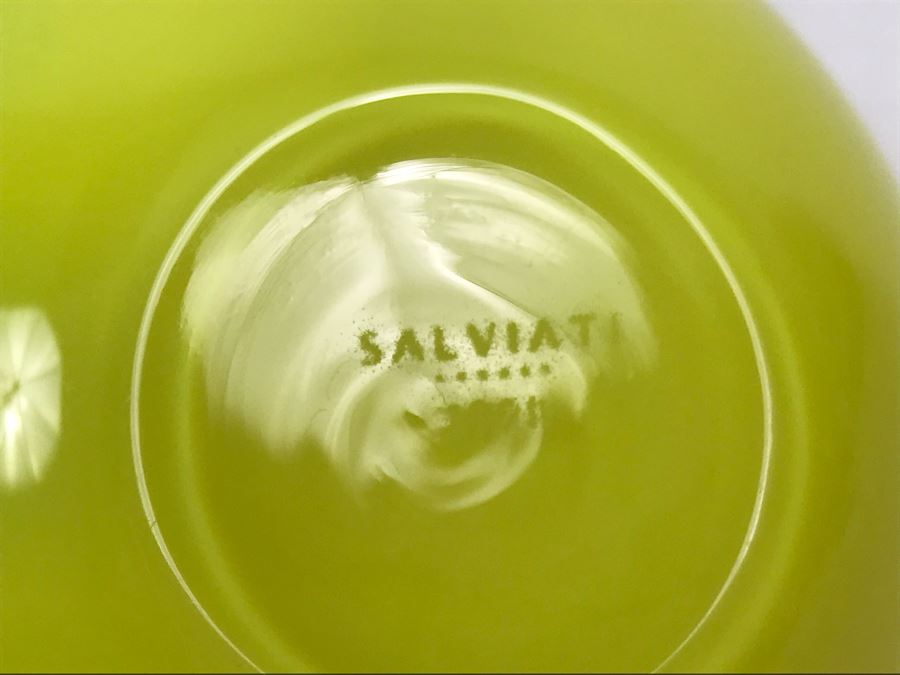 Salviati Murano Art Glass Green Vase 3'H [Photo 2]