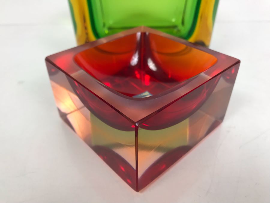 Set Of (3) Signed Vintage Italian Murano Glass Bowls By Flavio Poli [Photo 11]