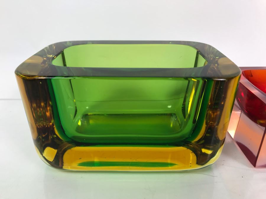 Set Of (3) Signed Vintage Italian Murano Glass Bowls By Flavio Poli [Photo 6]