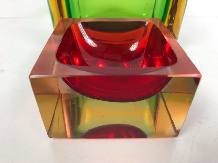 Set Of (3) Signed Vintage Italian Murano Glass Bowls By Flavio Poli [Photo 8]