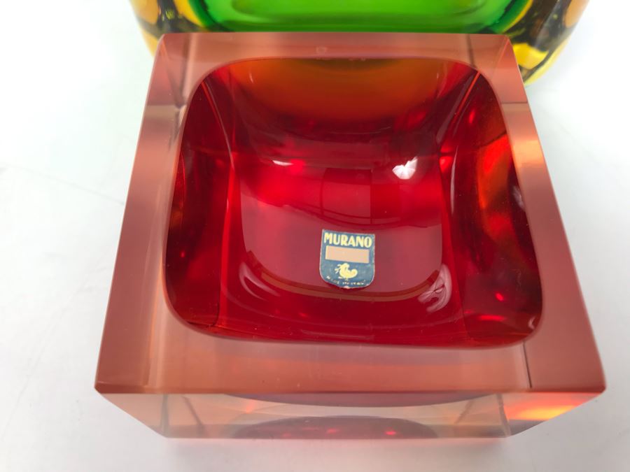 Set Of (3) Signed Vintage Italian Murano Glass Bowls By Flavio Poli [Photo 9]