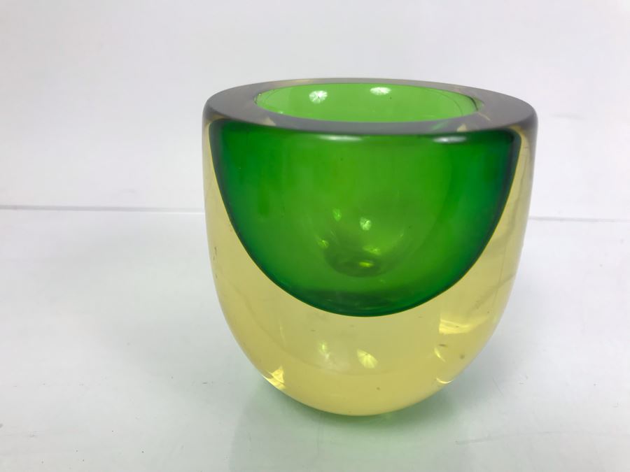 Set Of (3) Signed Vintage Italian Murano Glass Bowls By Flavio Poli [Photo 3]