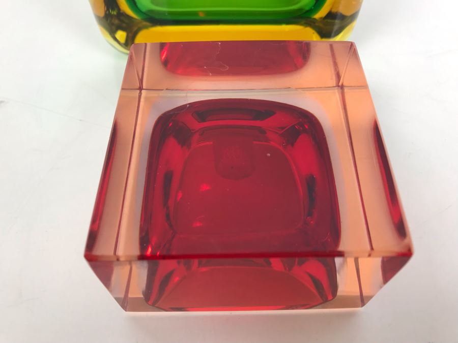 Set Of (3) Signed Vintage Italian Murano Glass Bowls By Flavio Poli [Photo 12]