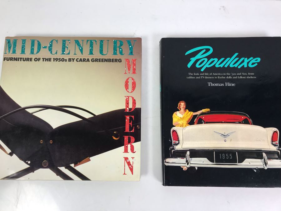 Pair Of First Edition Books: Mid-Century Modern Furniture Of The 1950s By Cara Greenberg And Populuxe By Thomas Hine [Photo 1]