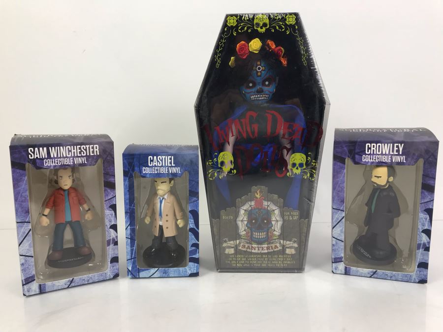 New Old Stock - Living Dead Dolls Santeria Doll And Set Of (3) Supernatural Collectible Vinyl Dolls