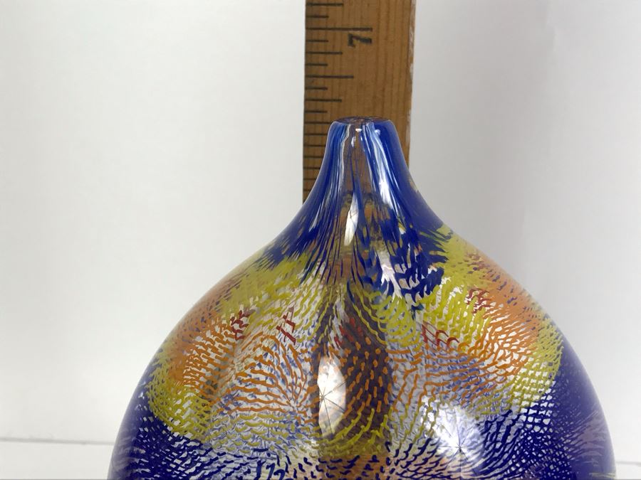  Signed Art Glass Vase By Mossman 2002 HEAVY 6'H [Photo 15]