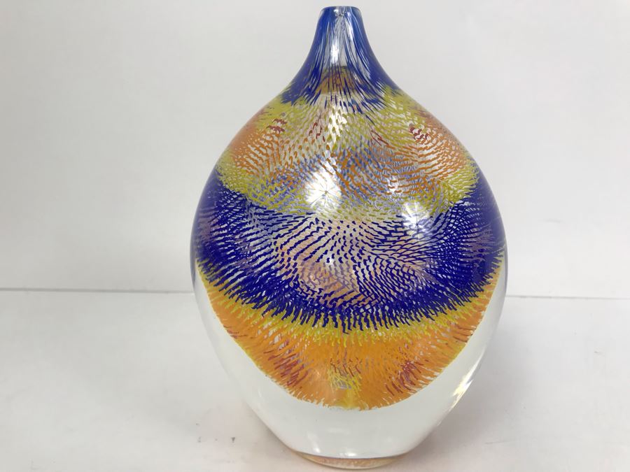  Signed Art Glass Vase By Mossman 2002 HEAVY 6'H [Photo 9]
