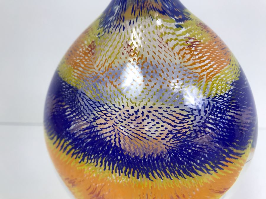  Signed Art Glass Vase By Mossman 2002 HEAVY 6'H [Photo 5]