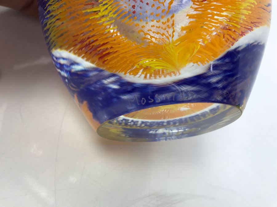  Signed Art Glass Vase By Mossman 2002 HEAVY 6'H [Photo 10]