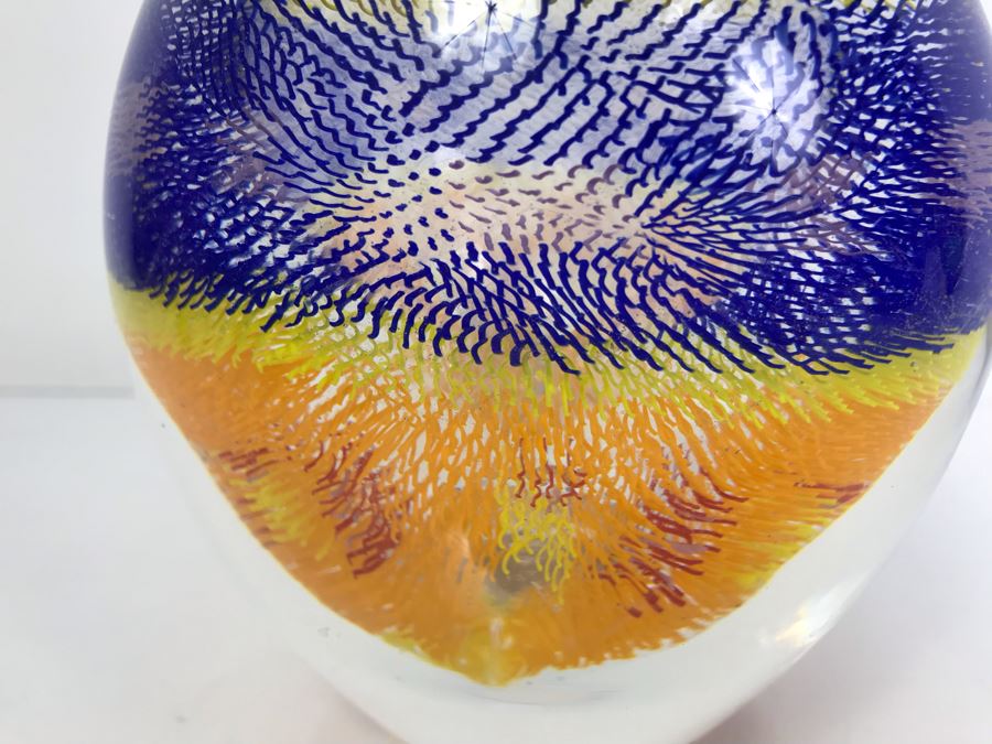  Signed Art Glass Vase By Mossman 2002 HEAVY 6'H [Photo 4]