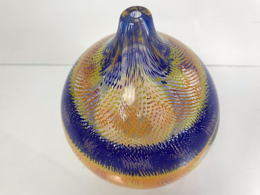  Signed Art Glass Vase By Mossman 2002 HEAVY 6'H [Photo 6]