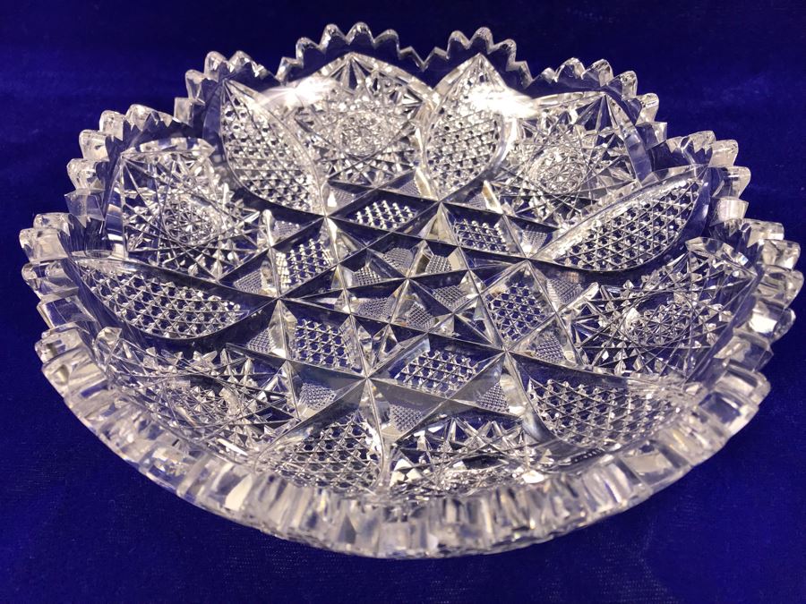 Pair Of ABP Cut Crystal Serving Pieces Dish Bowl [Photo 5]