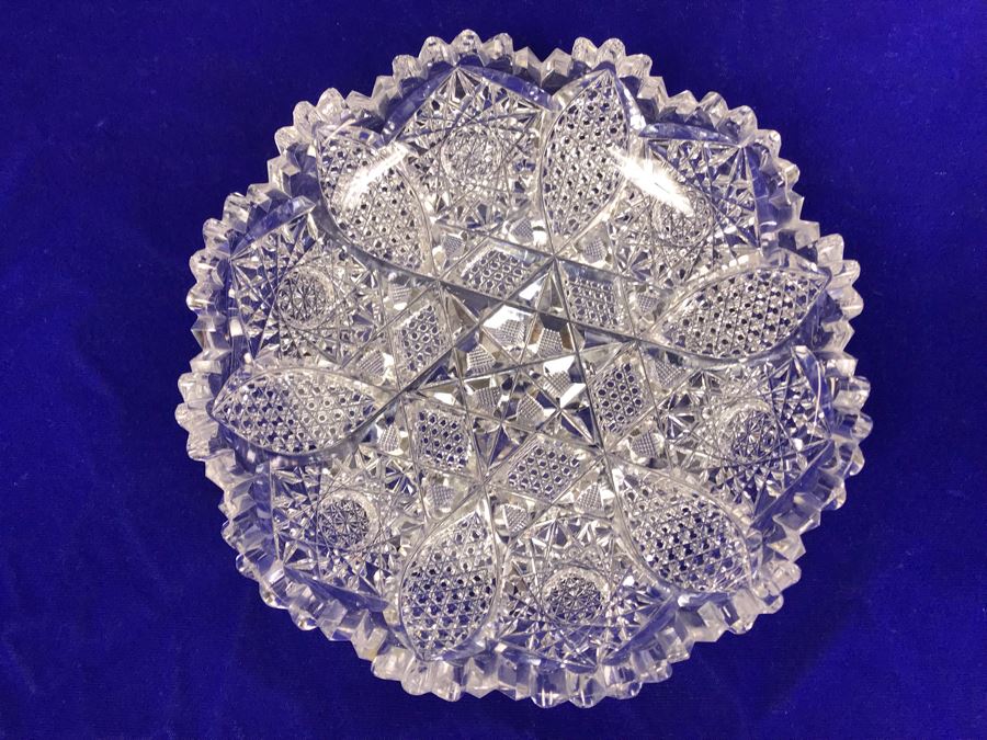Pair Of ABP Cut Crystal Serving Pieces Dish Bowl [Photo 2]