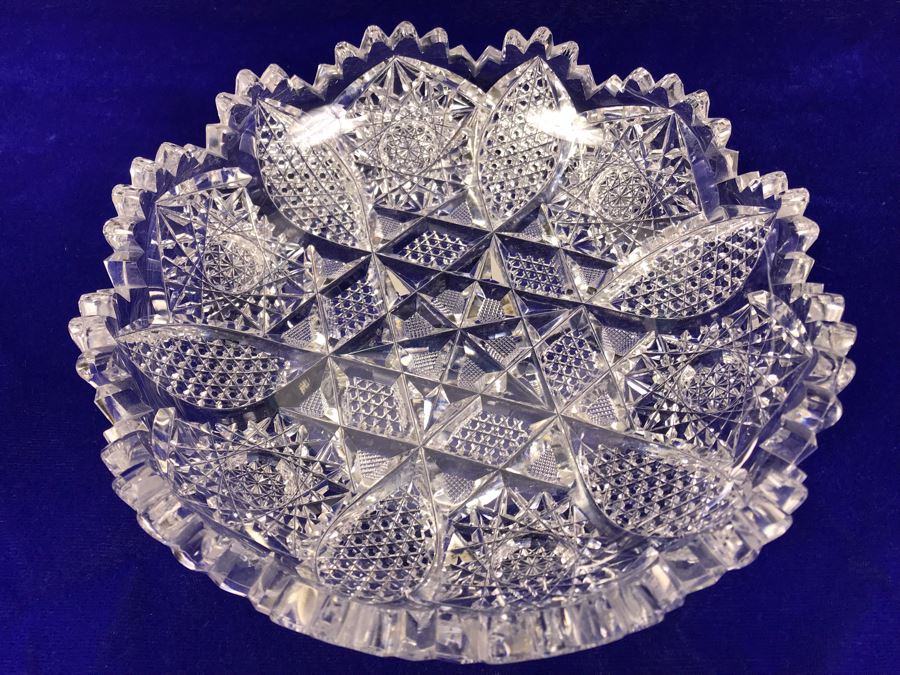 Pair Of ABP Cut Crystal Serving Pieces Dish Bowl [Photo 4]