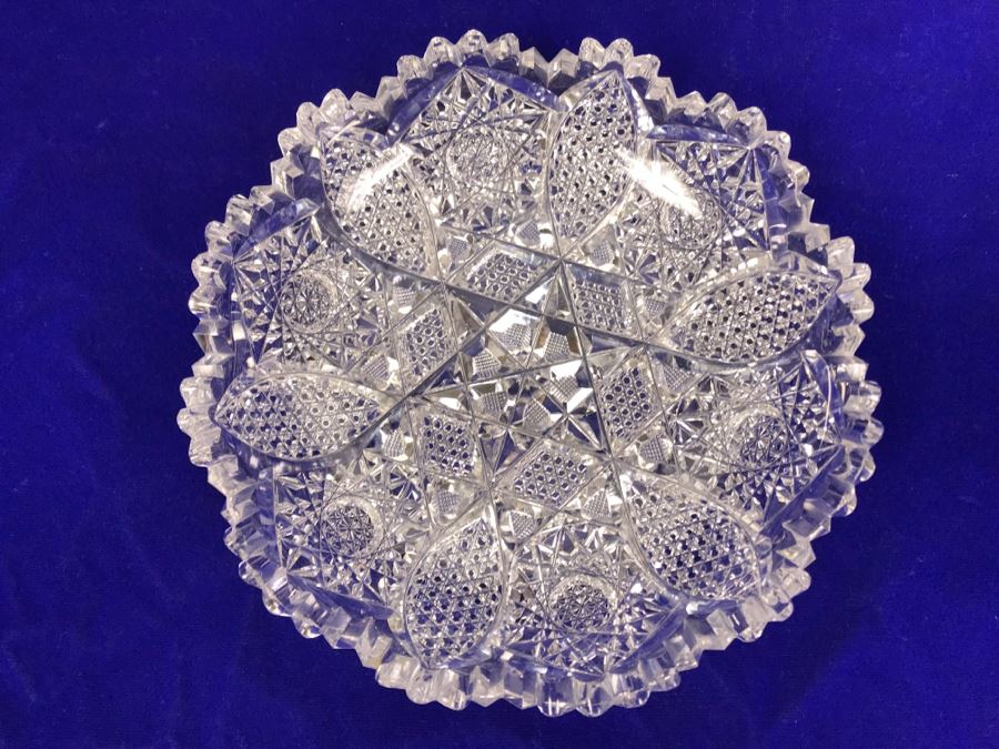 Pair Of ABP Cut Crystal Serving Pieces Dish Bowl [Photo 3]