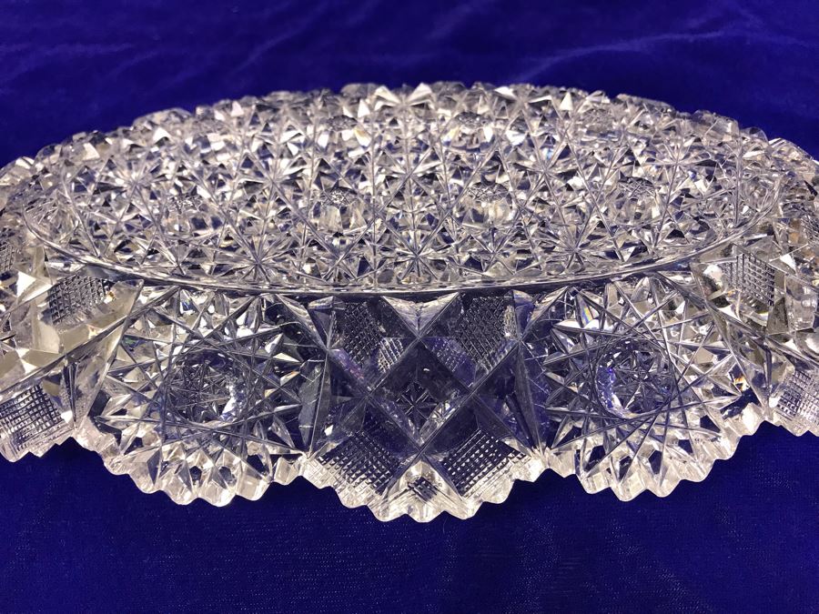 Pair Of ABP Cut Crystal Serving Pieces Dish Bowl [Photo 13]