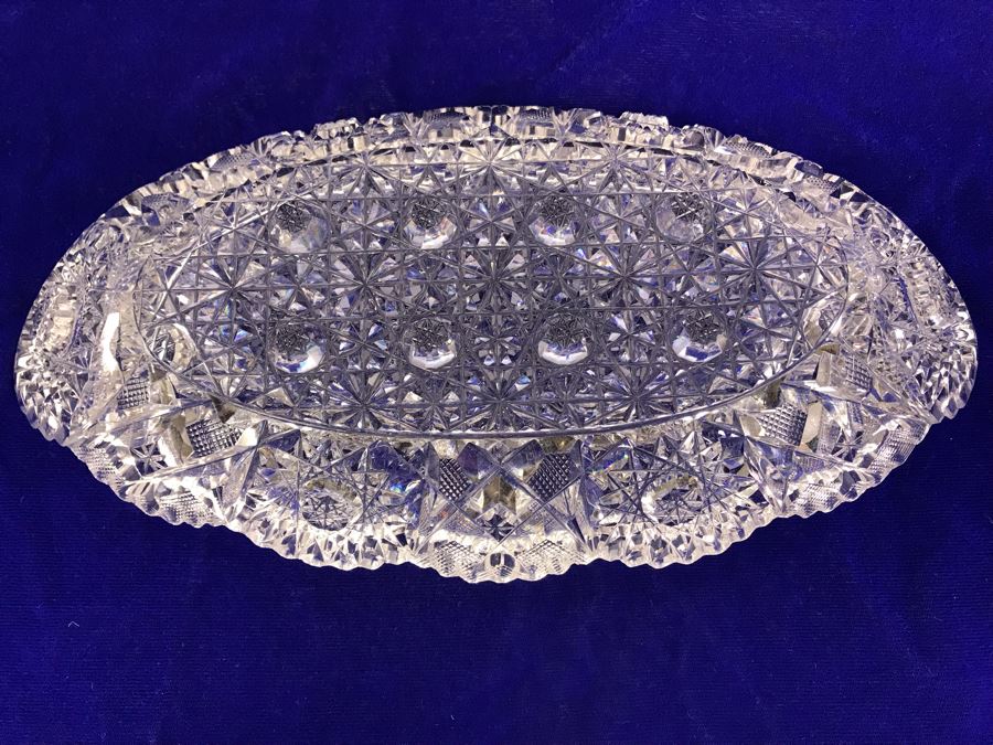 Pair Of ABP Cut Crystal Serving Pieces Dish Bowl [Photo 12]