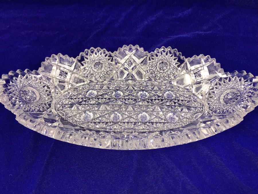 Pair Of ABP Cut Crystal Serving Pieces Dish Bowl [Photo 8]