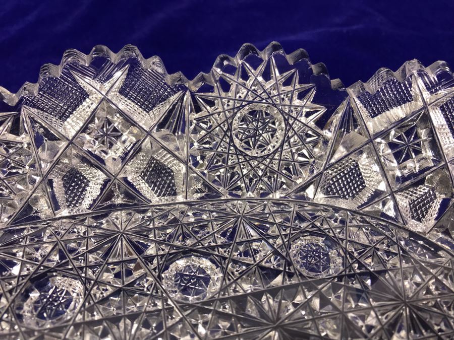 Pair Of ABP Cut Crystal Serving Pieces Dish Bowl [Photo 11]