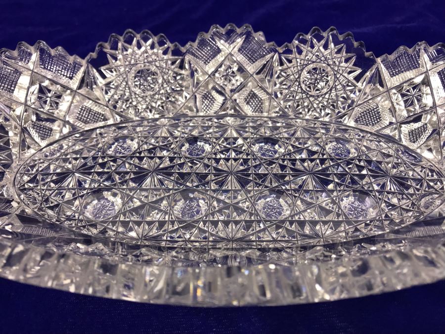 Pair Of ABP Cut Crystal Serving Pieces Dish Bowl [Photo 10]
