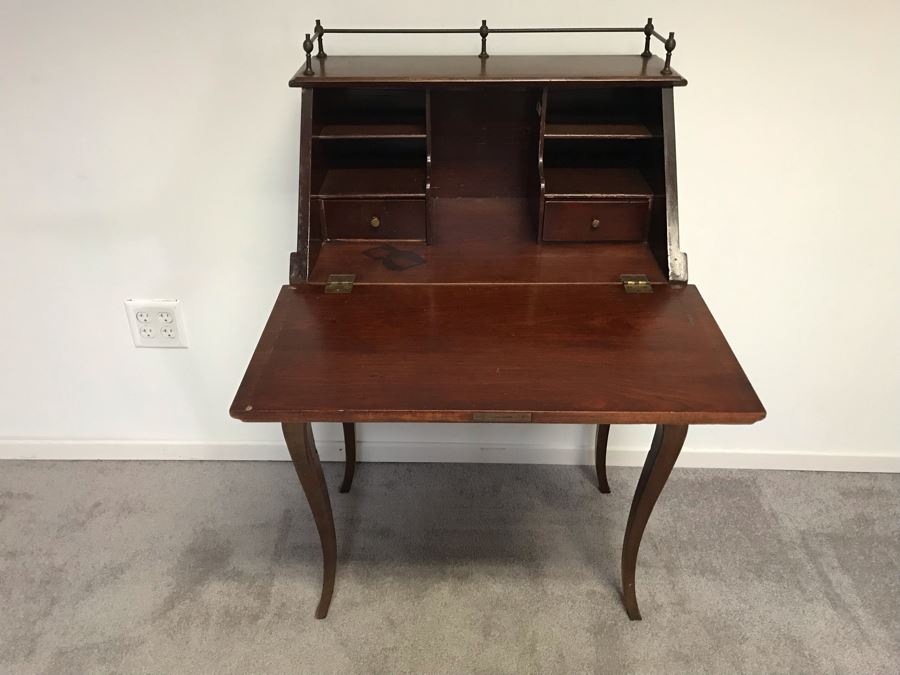 Antique Wooden Secretary Desk Owned By William 'Bill' H. Harris, RADM, USN (Ret.) 27”W X 16”D X 43”H [Photo 5]