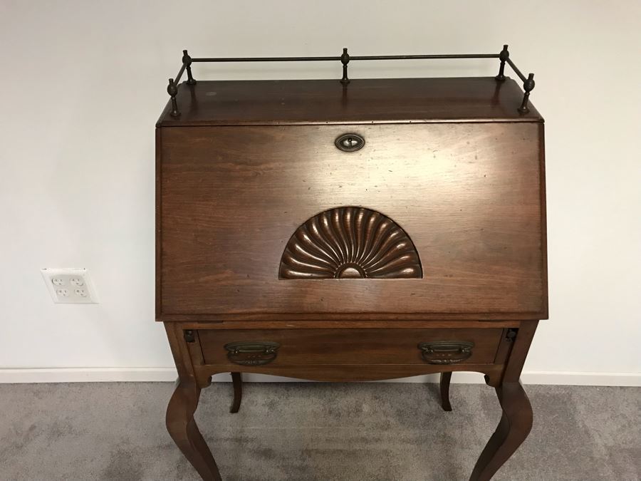Antique Wooden Secretary Desk Owned By William 'Bill' H. Harris, RADM, USN (Ret.) 27”W X 16”D X 43”H [Photo 2]