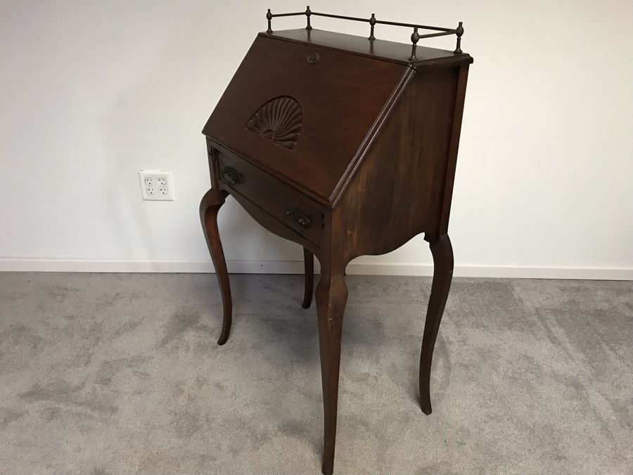 Antique Wooden Secretary Desk Owned By William 'Bill' H. Harris, RADM, USN (Ret.) 27”W X 16”D X 43”H [Photo 10]