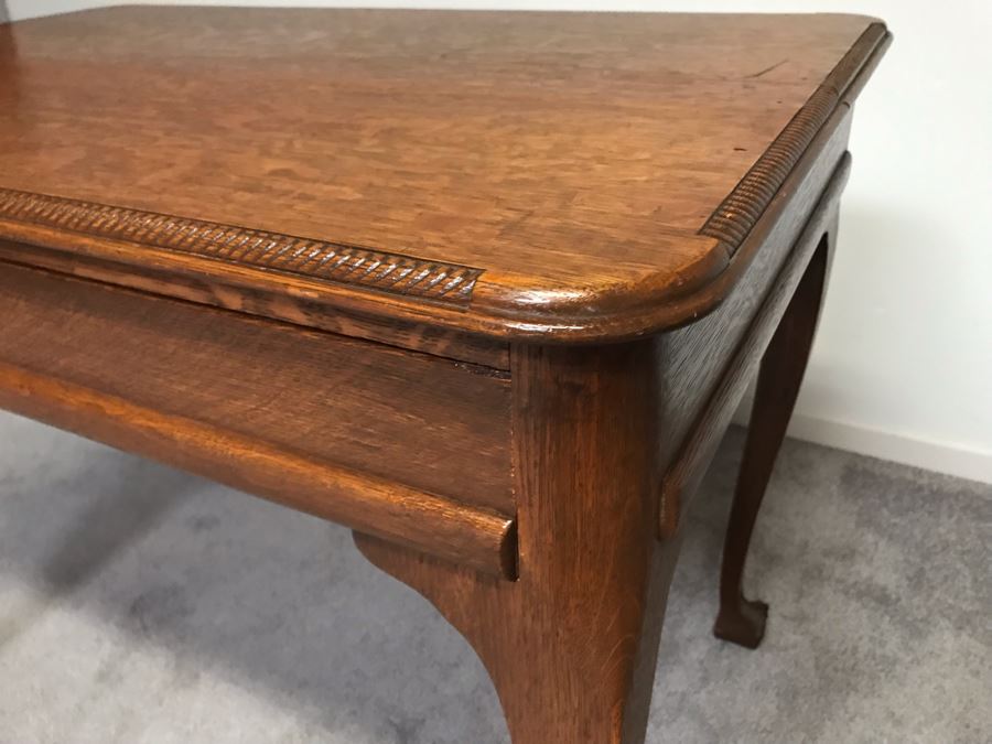 Vintage Tiger Oak Writing Desk With Ball And Claw Feet And Deep Drawer Owned By William 'Bill' H. Harris, RADM, USN (Ret.) 38'W X 25'D X 29'H [Photo 5]