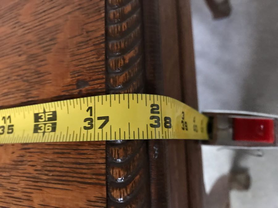 Vintage Tiger Oak Writing Desk With Ball And Claw Feet And Deep Drawer Owned By William 'Bill' H. Harris, RADM, USN (Ret.) 38'W X 25'D X 29'H [Photo 16]
