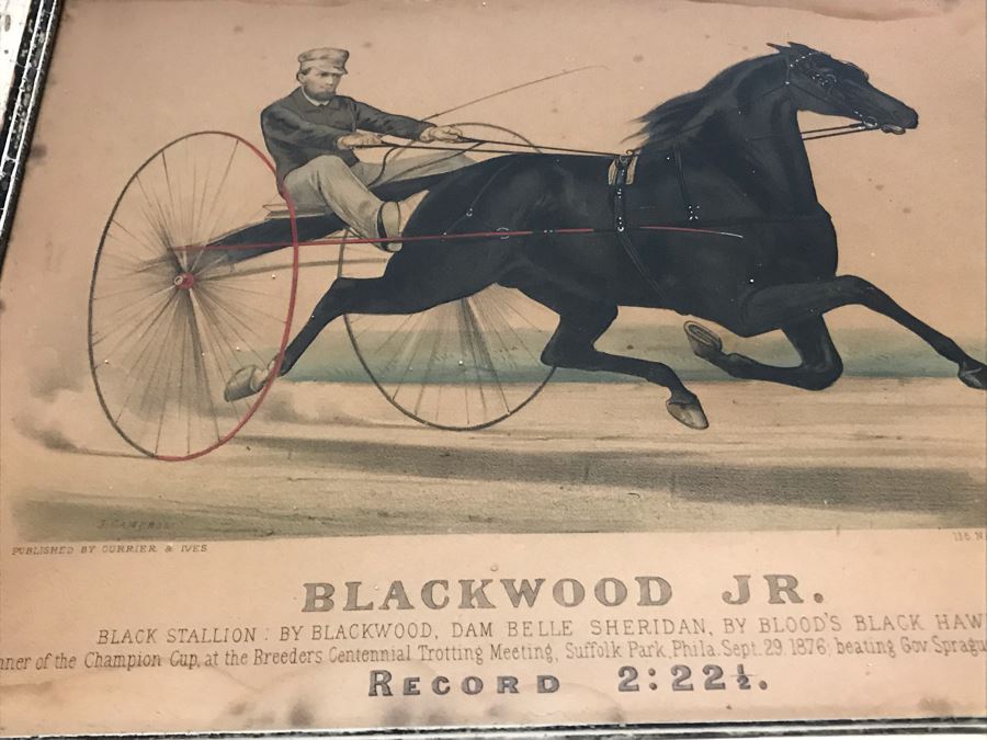 Collection Of (9) Antique Currier And Ives Prints In Antique Frames Mainly Of Horse Trotters Each Measuring 15.5' X 12.5' [Photo 7]