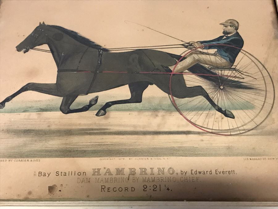 Collection Of (9) Antique Currier And Ives Prints In Antique Frames Mainly Of Horse Trotters Each Measuring 15.5' X 12.5' [Photo 9]