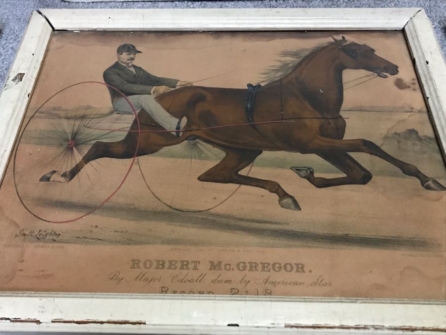 Collection Of (9) Antique Currier And Ives Prints In Antique Frames Mainly Of Horse Trotters Each Measuring 15.5' X 12.5' [Photo 10]
