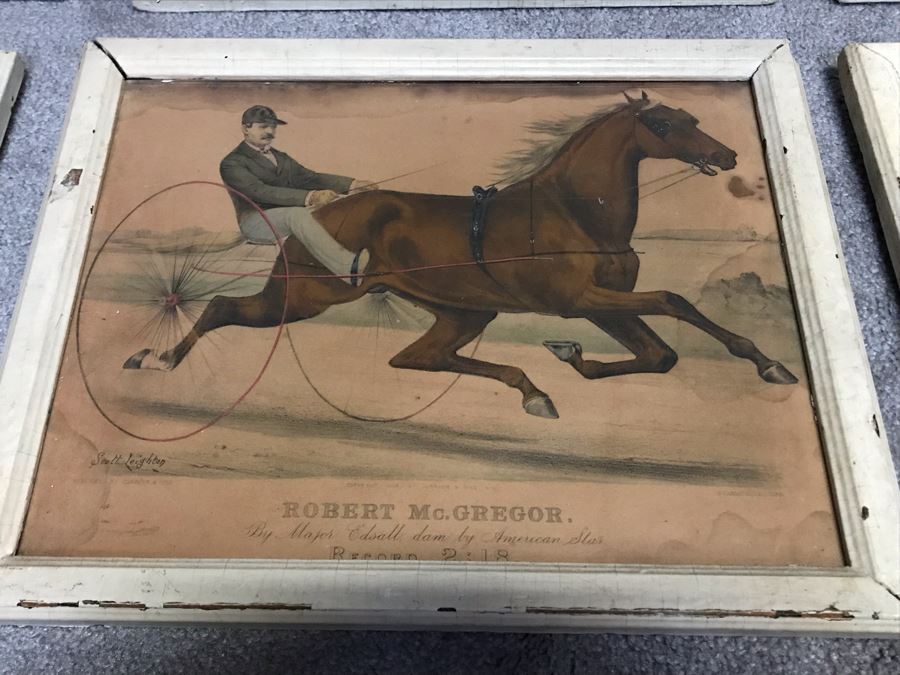 Collection Of (9) Antique Currier And Ives Prints In Antique Frames Mainly Of Horse Trotters Each Measuring 15.5' X 12.5' [Photo 11]
