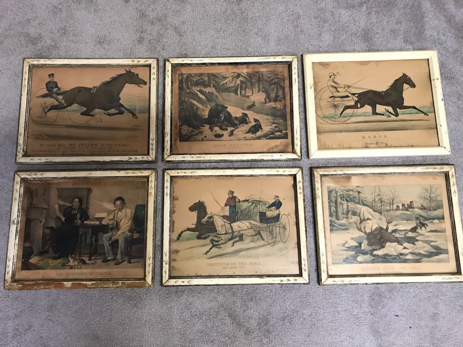 Collection Of (6) Antique Currier And Ives Prints In Antique Frames Each Measuring 15.5' X 12.5'