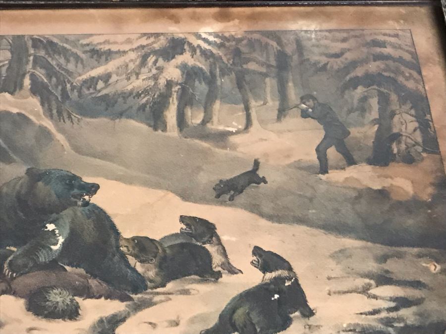 Collection Of (6) Antique Currier And Ives Prints In Antique Frames Each Measuring 15.5' X 12.5' [Photo 18]