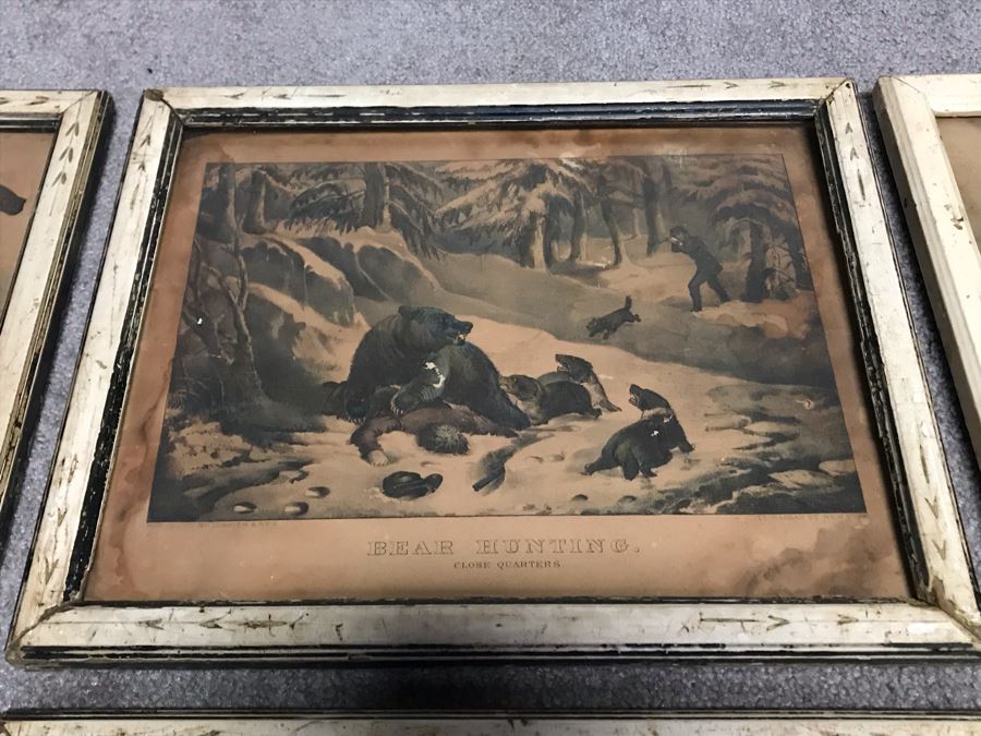 Collection Of (6) Antique Currier And Ives Prints In Antique Frames Each Measuring 15.5' X 12.5' [Photo 15]