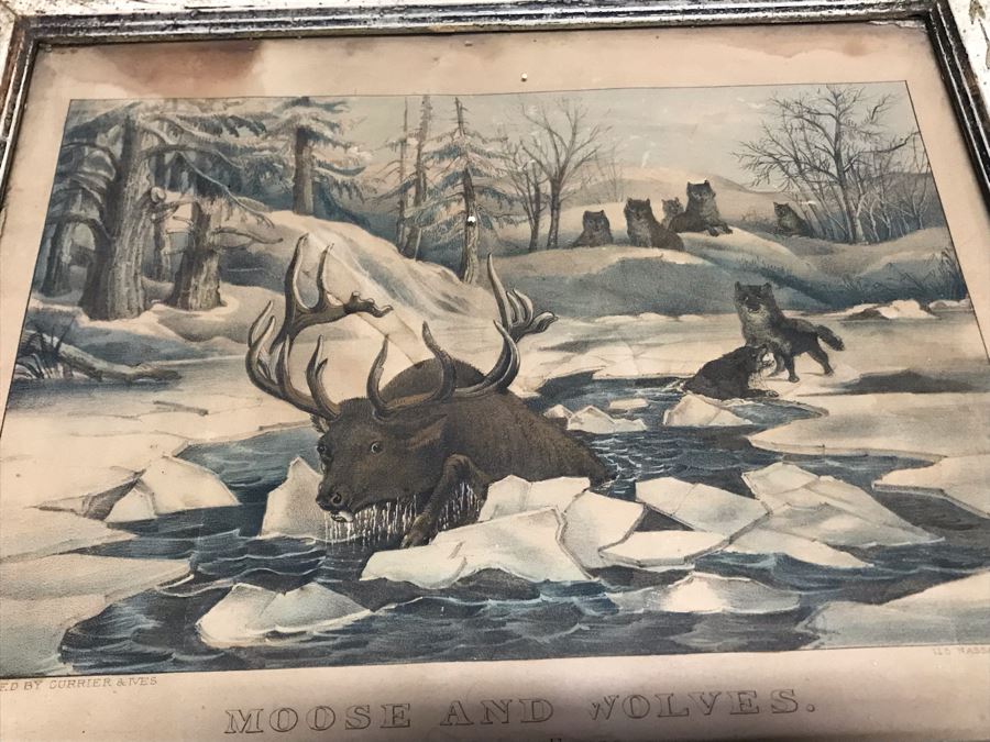 Collection Of (6) Antique Currier And Ives Prints In Antique Frames Each Measuring 15.5' X 12.5' [Photo 12]