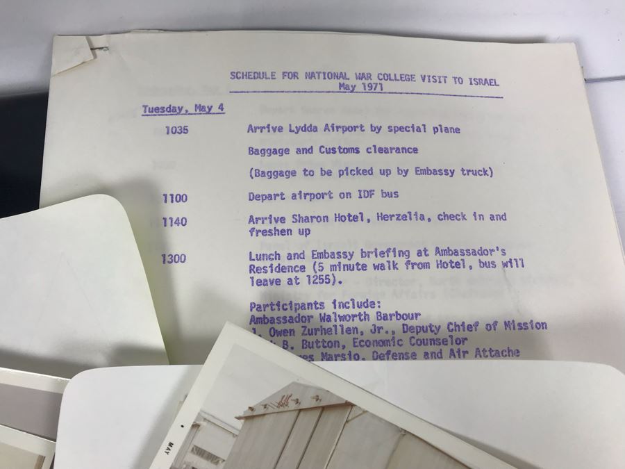 U.S.S. Seminole Tile, Buaer U.S. Navy Suit Integrate Torso, Harness Switlik Parachute Co, Israel Defence Forces Briefcase Along With Photos And Documents Of 1971 National War College Trip To Israel And Miracle At Midway Book - See Photos [Photo 11]