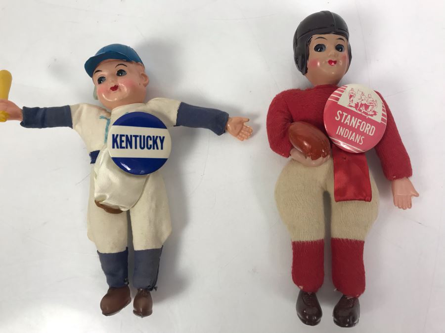 Pair Of Vintage College Sports Dolls: Stanford Indians Football Doll And Kentucky Baseball Doll [Photo 2]