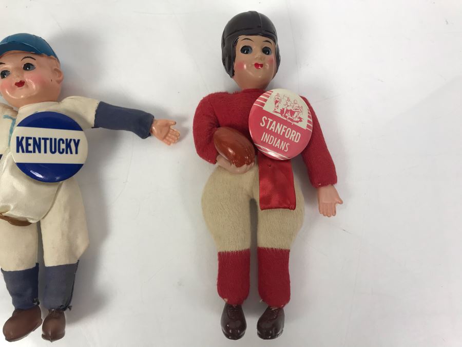 Pair Of Vintage College Sports Dolls: Stanford Indians Football Doll And Kentucky Baseball Doll [Photo 3]