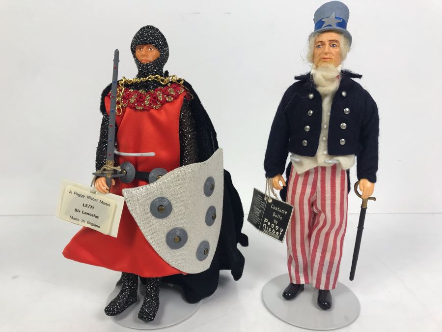 Pair Of Peggy Nisbet Costume Dolls: Uncle Sam P779 And Sir Lancelot LE/71 Made In England